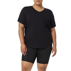Fila Plus Size Expression V-Neck Top Black 2X